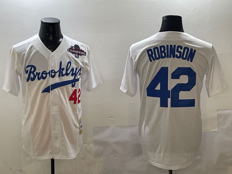 Men Los Angeles Dodgers #42 Robinson White Throwback Game 2025 Nike MLB Jersey style 2->los angeles dodgers->MLB Jersey